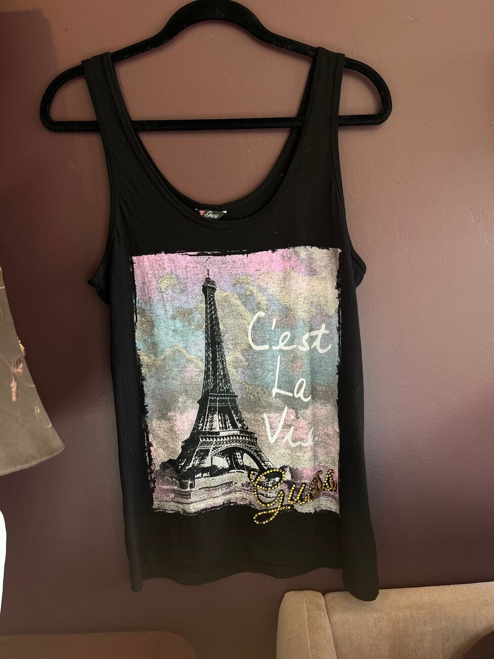 Vintage Bedazzled Paris Guess Tank top
